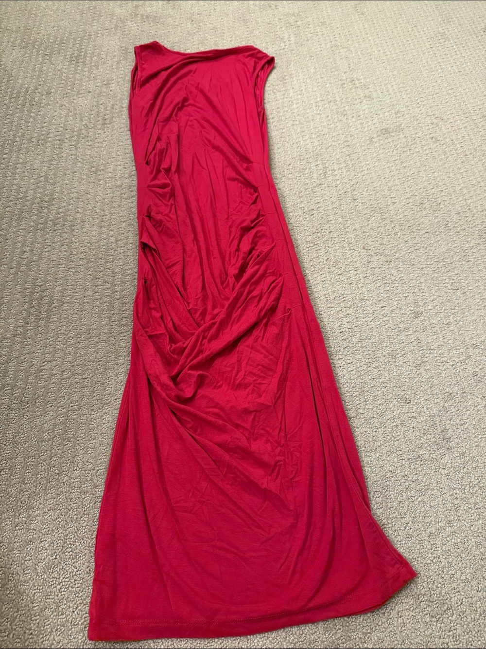 Sleeveless Maternity Bodycon Midi Dress in Raspberry - Picture 4 of 4